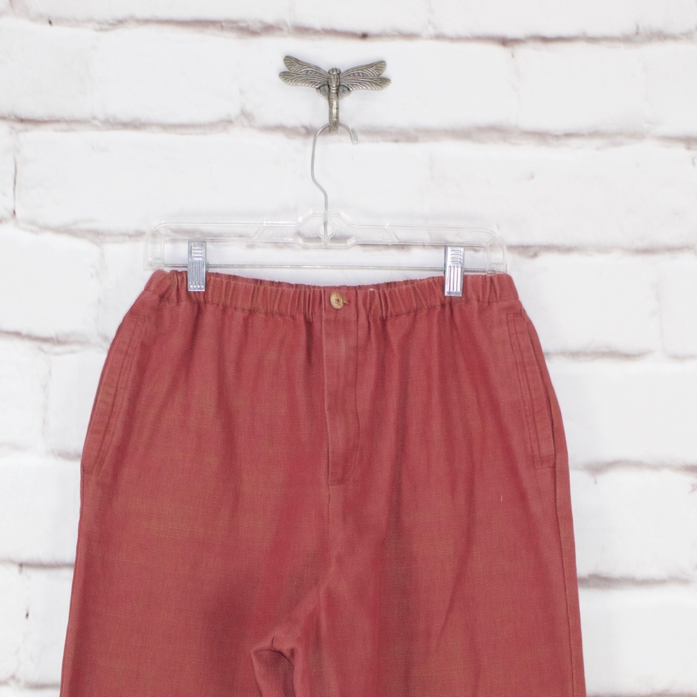 Orvis Red Cotton Blend Lightweight Elastic Waist Pull on Pants Size 14 - Picture 2 of 8